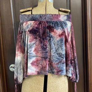 American Eagle Off The Shoulder Velvet Blouse NWT